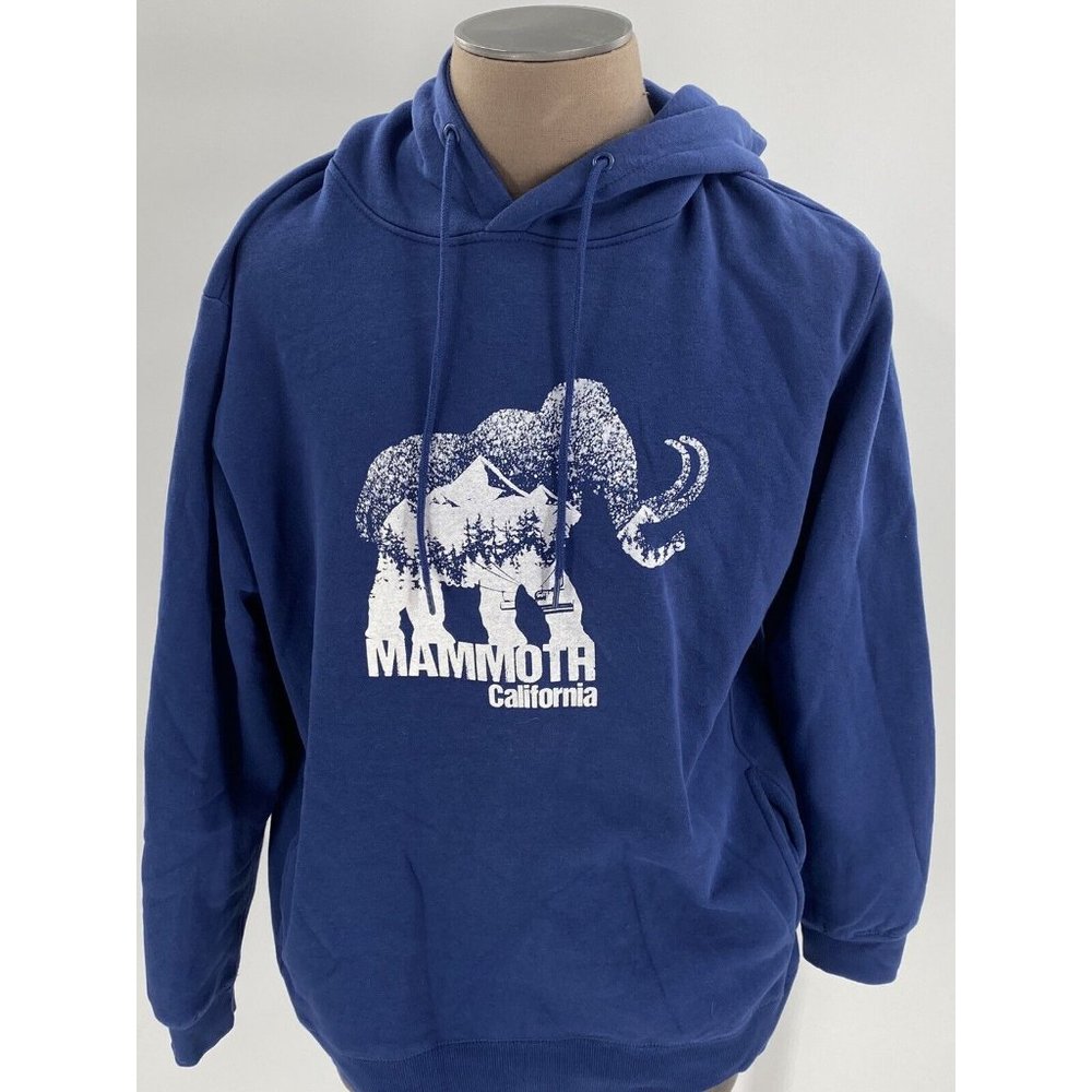 Threadfast Apparel Men's Hoodie Sweatshirt Blue Mammoth California XL Warm